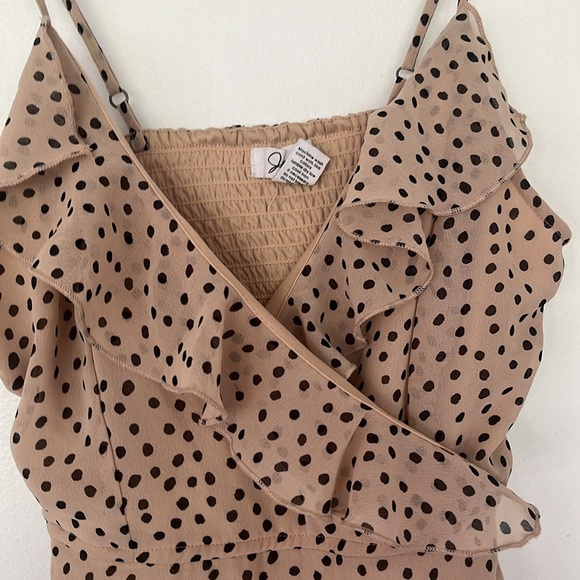 Japna Tan Colored Polka Dot Dress Romper size M Spring Summer - Picture 5 of 7